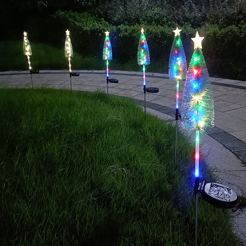 Solar Christmas Tree LED Lights Outdoor, Waterproof Solar Lawn Lamp for Garden, Courtyard, Landscape