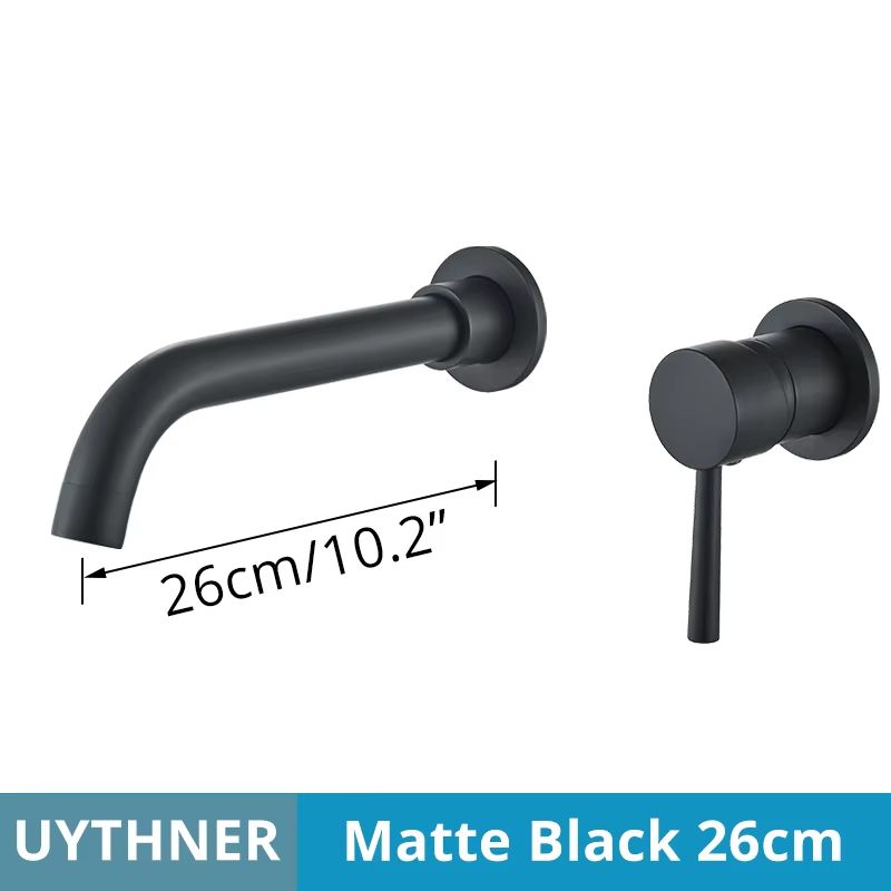 Brushed Gold & Black Concealed Wall Mounted Basin Faucet Mixer