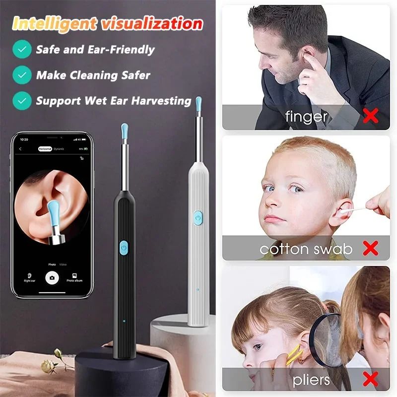 Visual Ear Wax Cleaner with HD Camera Safe Ear Cleaning Endoscope Tool with LED Light