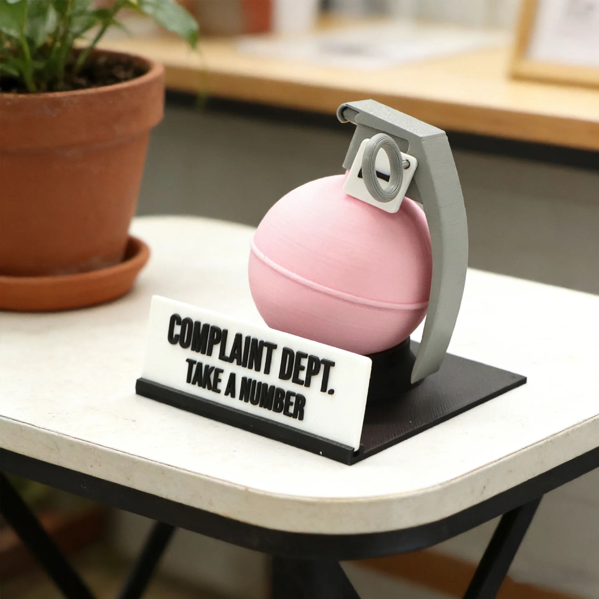 Funny Complaint Department Desk Grenade Sign