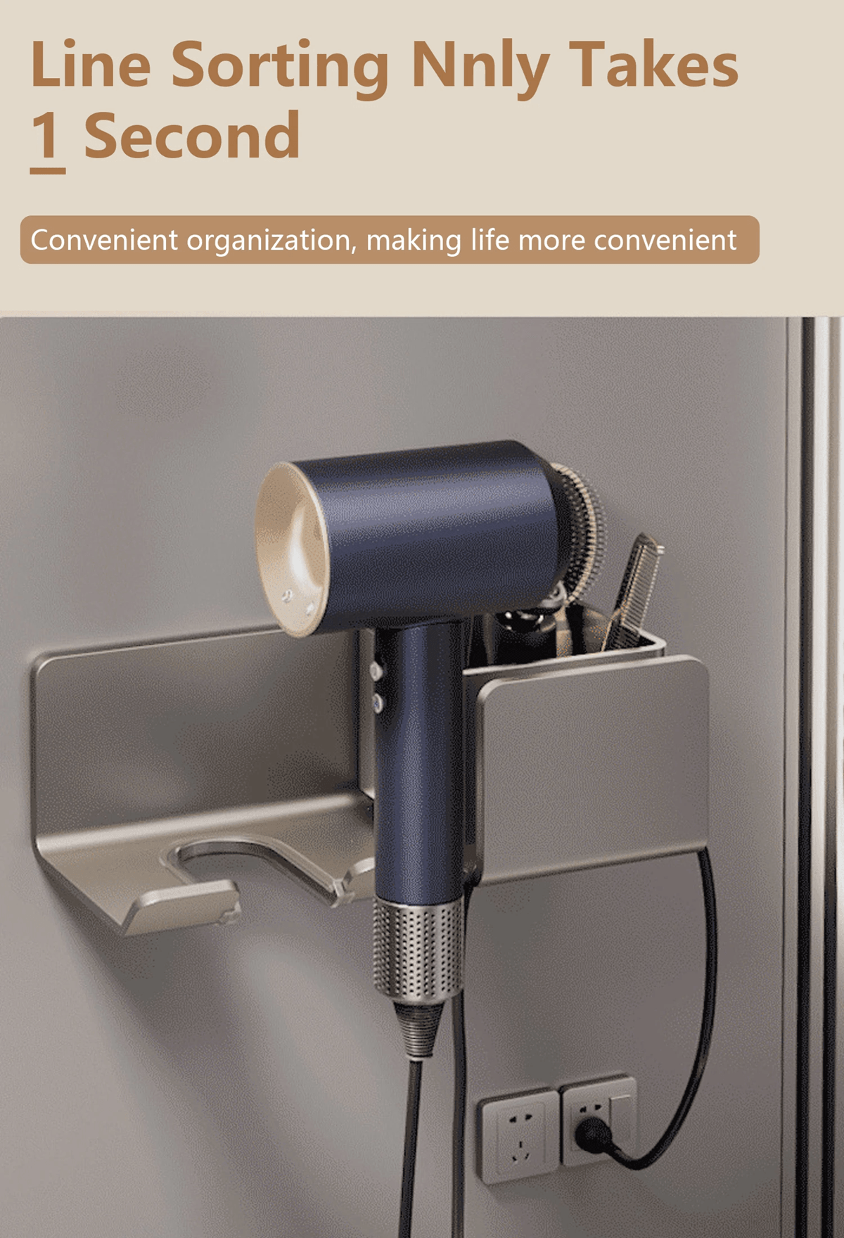 Wall Mounted Hair Dryer Holder Bathroom Organizer Shelf