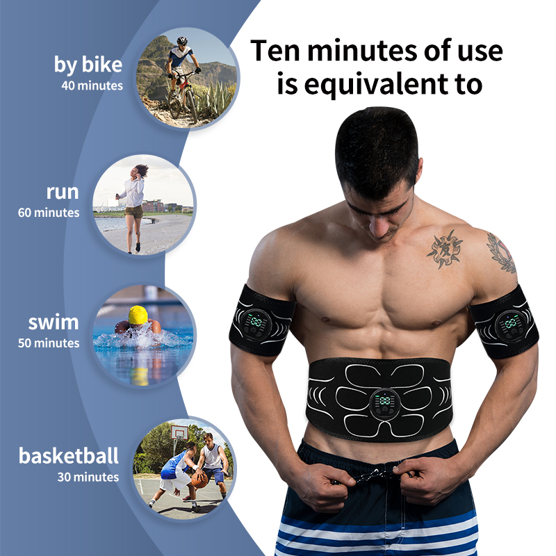 Abdominal Muscle Toner EMS Stimulator, Electronic Fitness Massage Belt, USB Recharge Slimming Device for Abs