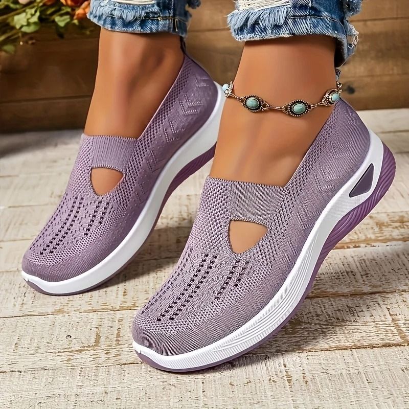 Womens Breathable Mesh Walking Shoes with Lightweight PVC Sole