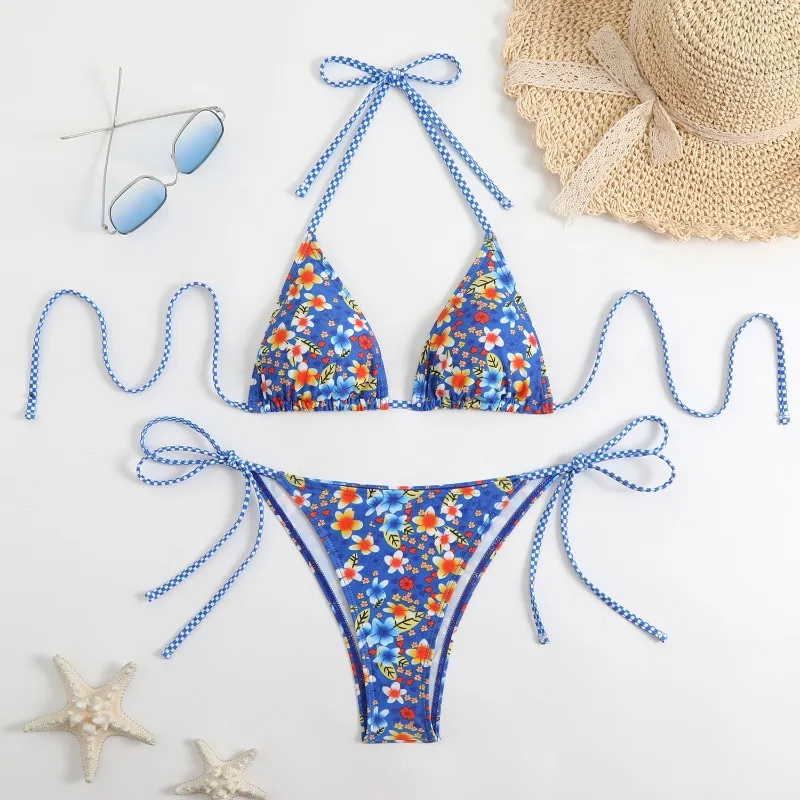 Women Sexy Bikini Set Lace Up, Circyy Floral Printed Swimsuit Two-Piece Swimwear Backless