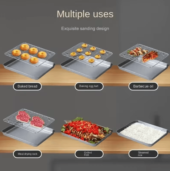 ProBake Stainless Steel Baking Pan with Rack – Heavy-Duty Oven Roasting & Brownie Tray