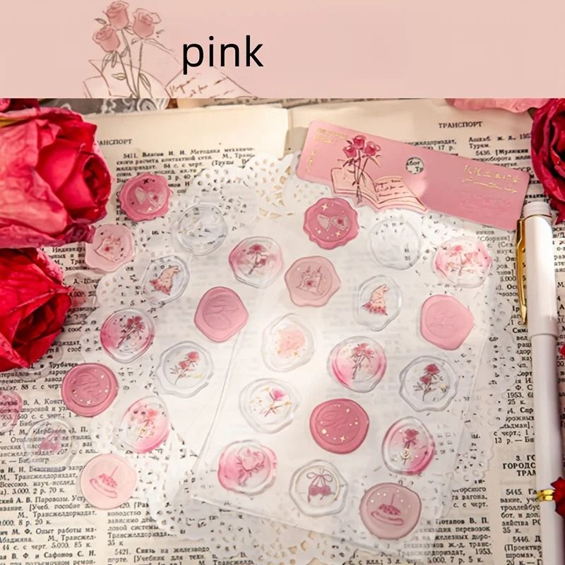 15 Piece Simulated Rose Wax Seal Sticker Set