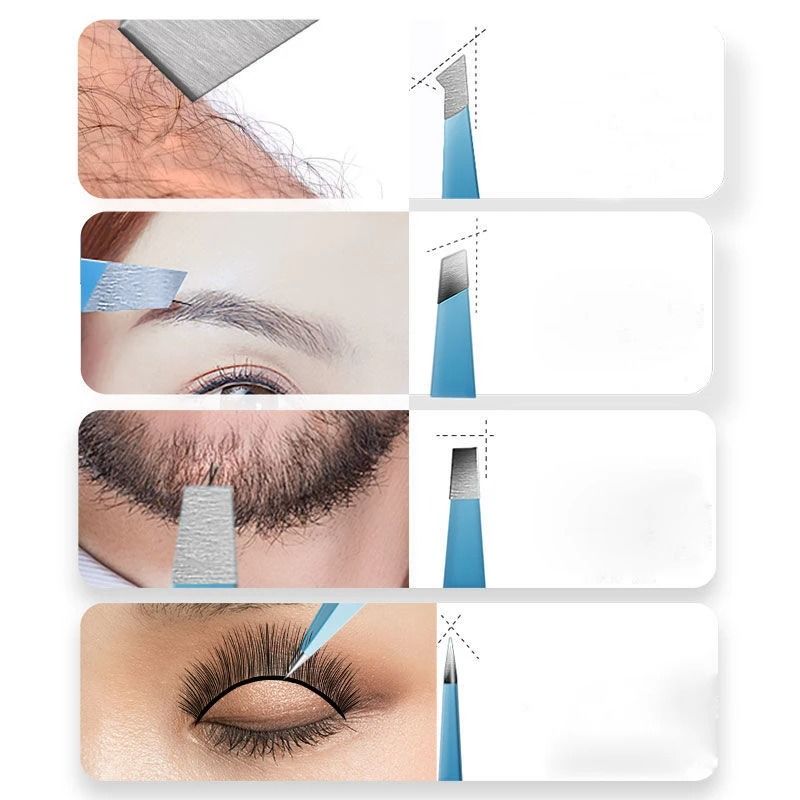 Stainless Steel Slanted Eyebrow Tweezers