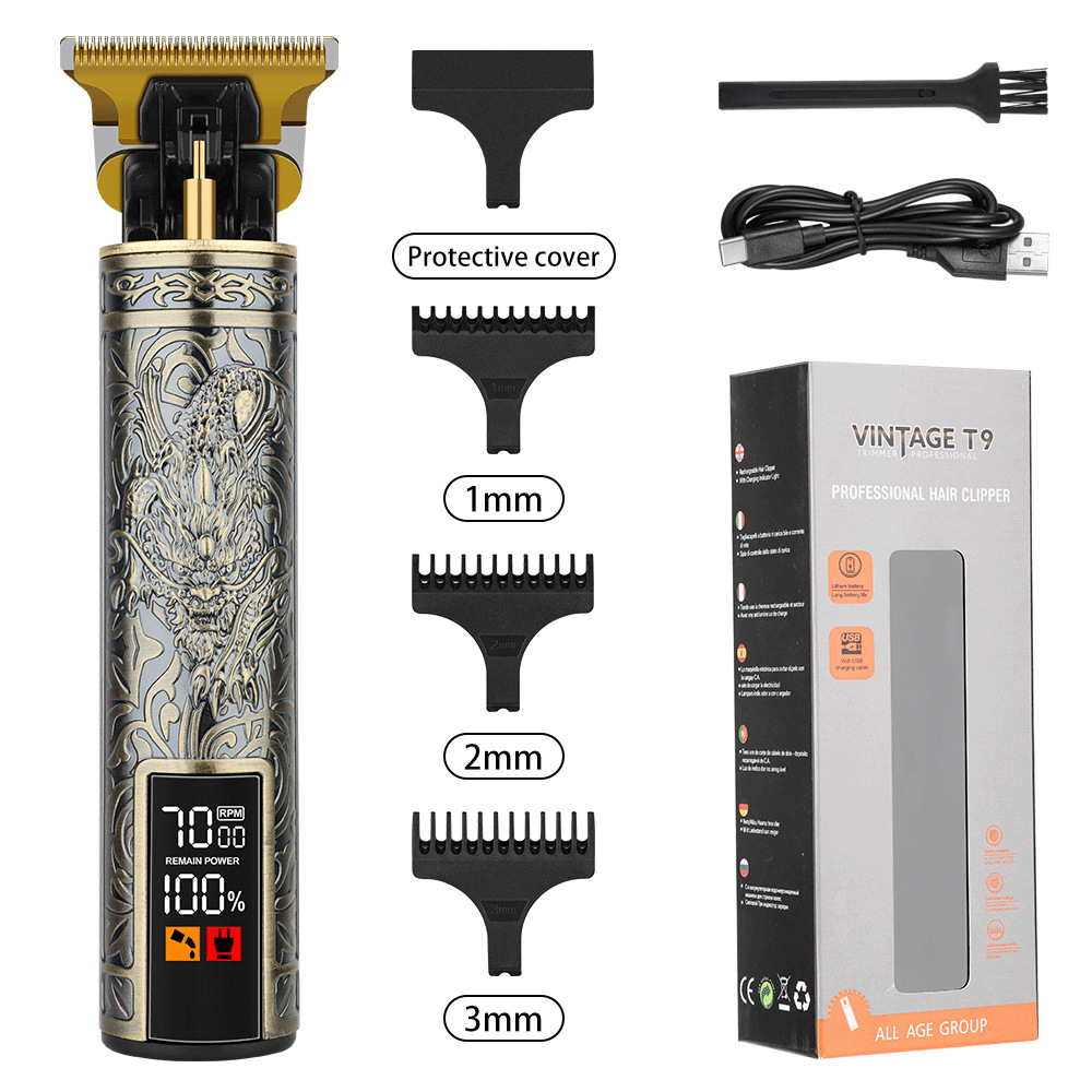 Professional Barber Hair Clipper, Electric Hair Trimmer, Strong Power, LED Display, Dragon Hair Clippers