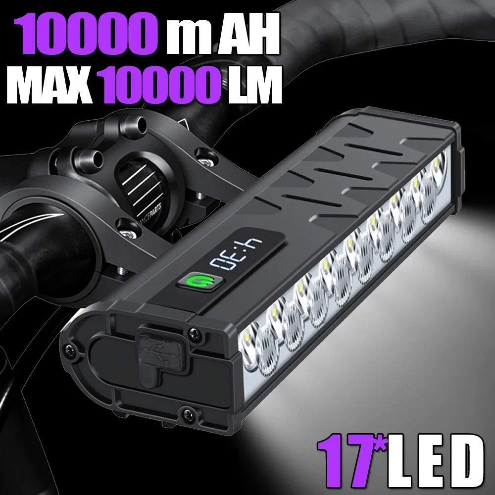 Rechargeable Bicycle Headlight 3000–10000 Lumens Waterproof Cycling Lamp with Power Bank Function