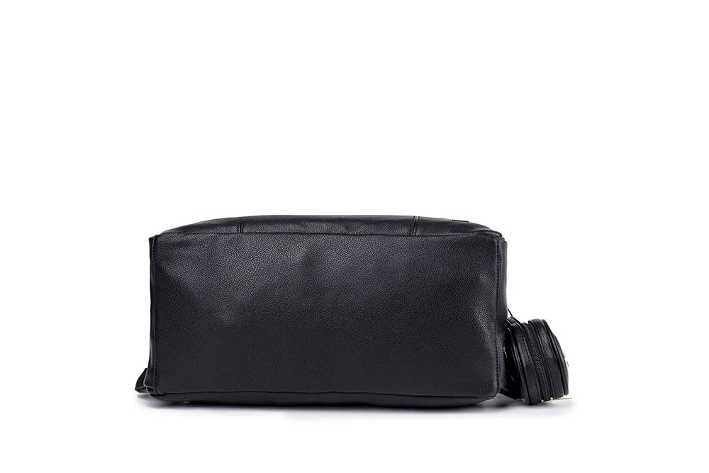 Modern Black PU Diaper Backpack Large Capacity Waterproof Baby Bag