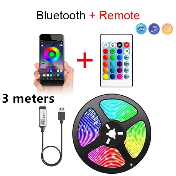 SmartGlow Bluetooth LED Strip Lights 5050 RGB Backlights with App Remote Control