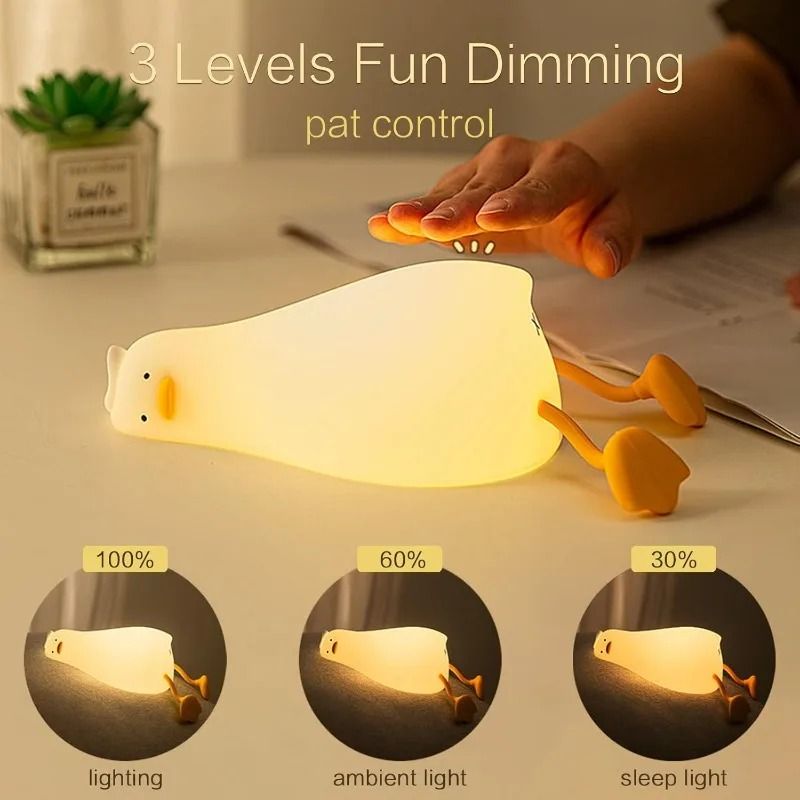 Rechargeable Silicone Duck Night Light – Touch Control Sleeping Lamp for Kids