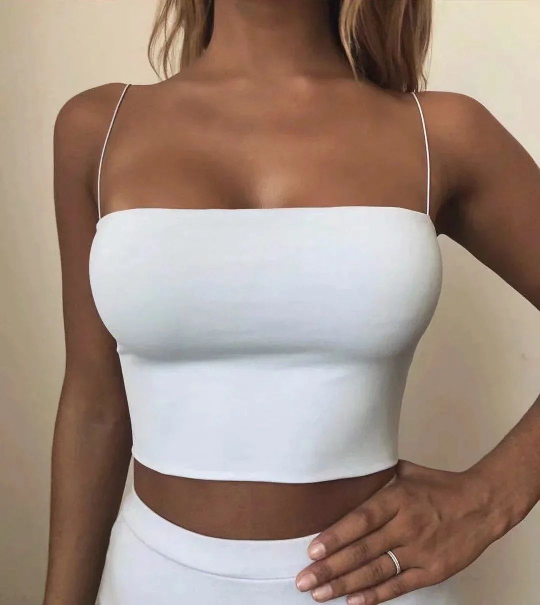 Women's Sexy Elastic Cotton Crop Cami – Sleeveless Summer Bar Tank Top