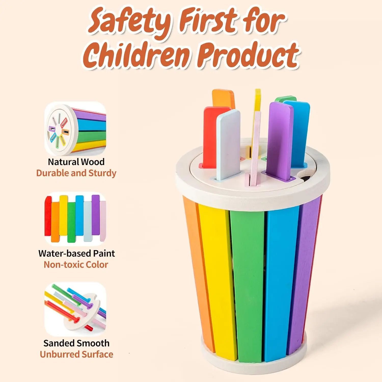 Montessori Color Sorting & Matching Wooden Toy for Kids, Educational Shape Recognition Toy for Toddlers
