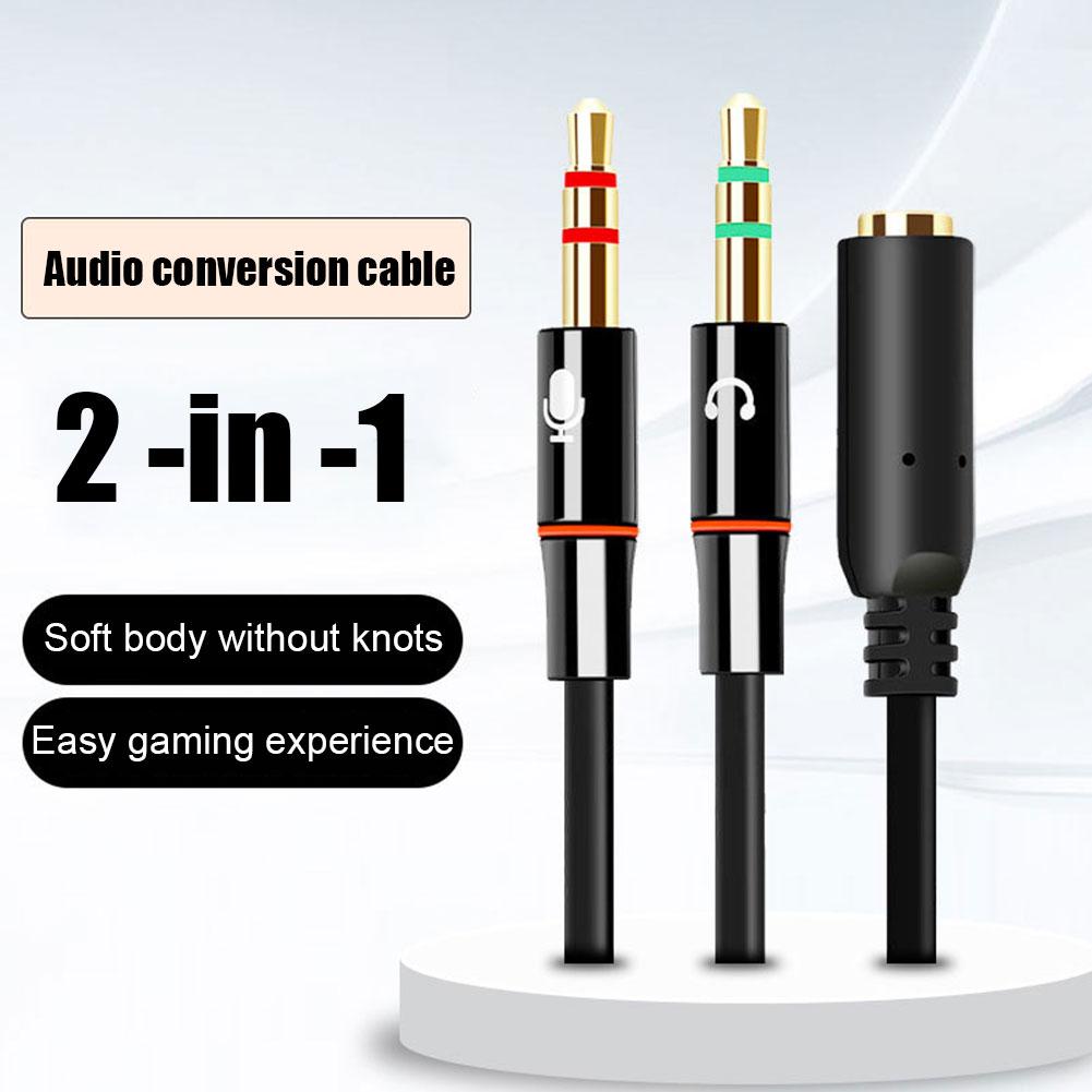 Computer Audio Splitter 3.5mm Headphone Mic Splitter for PC, Laptop, Gaming & Streaming
