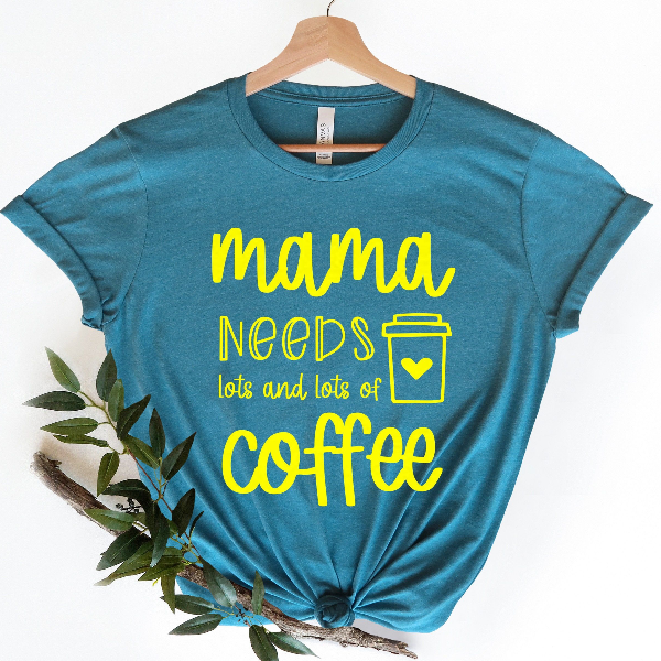 Mama Needs Lots of Coffee Shirt – Funny Mom Life Tee, Coffee Lover Gift for Moms