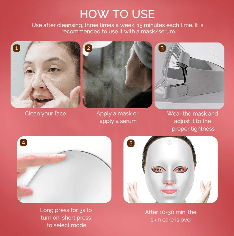 Wireless LED Face Mask with 7 Color Photon Therapy for Skin Rejuvenation
