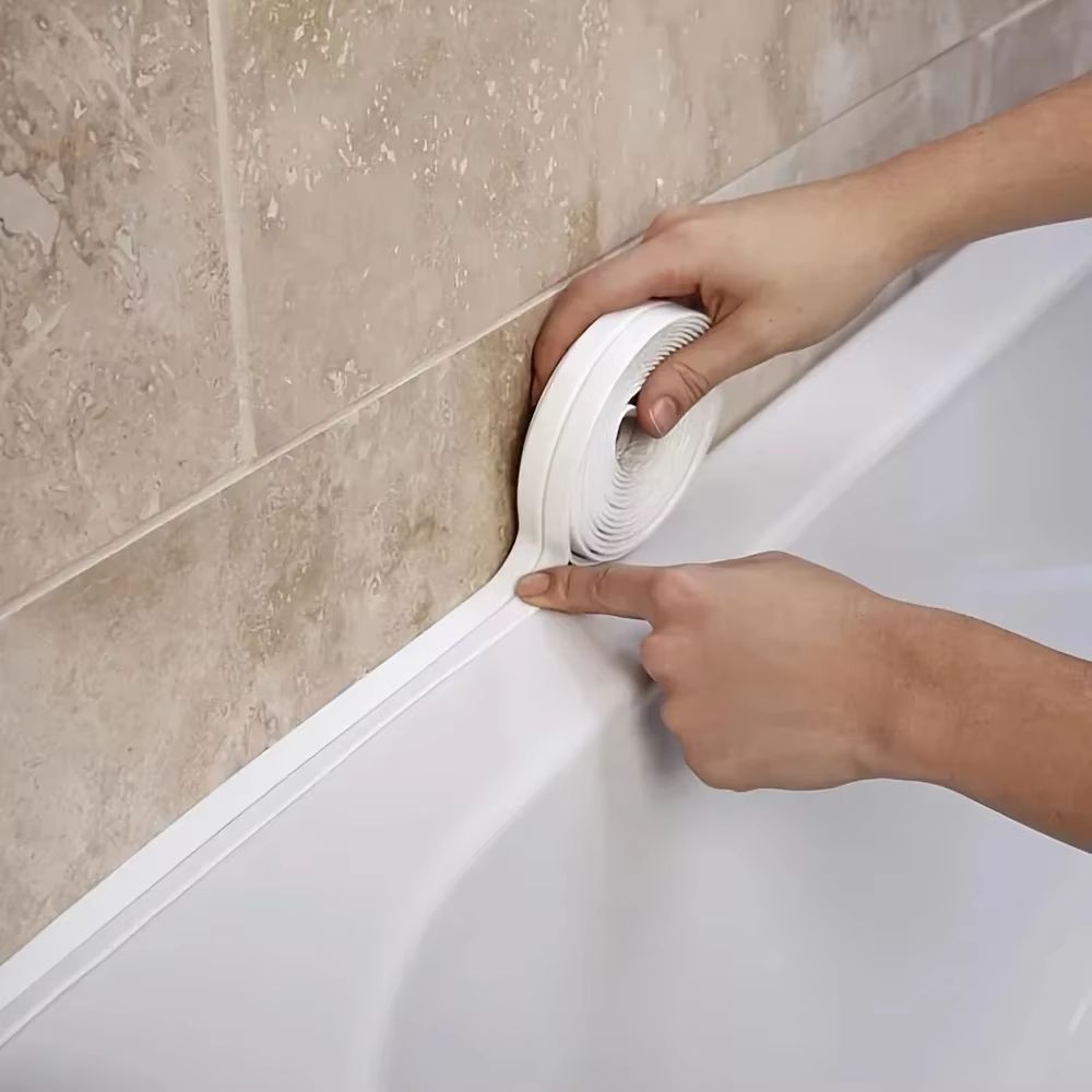 PVC Waterproof Sealing Tape 3.28 ft / 10.50 ft – Self-Adhesive Bathroom Sink, Shower and Bathtub Seal Strip