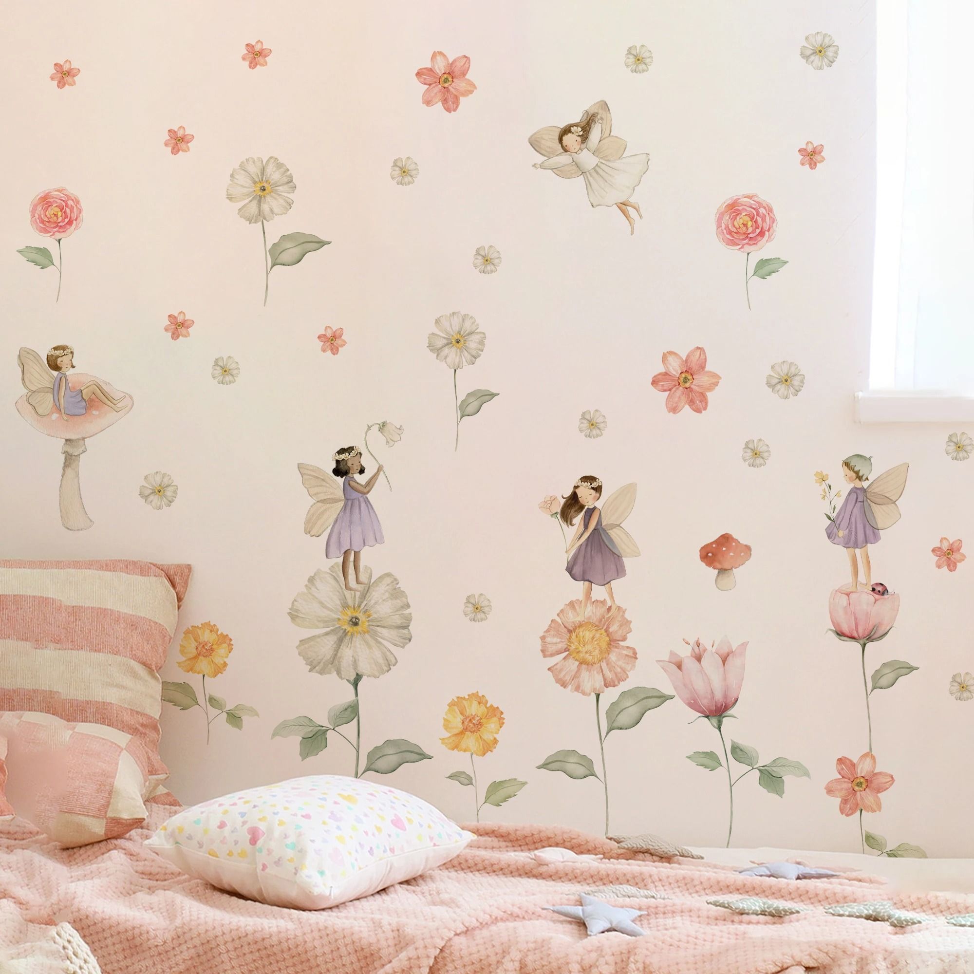 Watercolor Unicorn Rainbow Wall Stickers Kids Room Fairy Decor