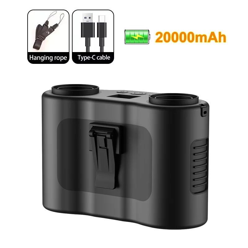 Portable Waist Fan 20000mAh Hanging Neck Fan with Power Bank and Strong Wind