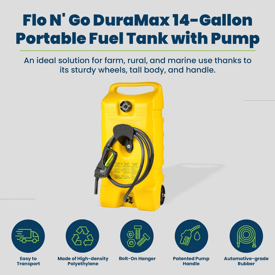 Diesel Fuel Tank Container Caddy & Pump, Yellow, Durable Portable Fuel Storage