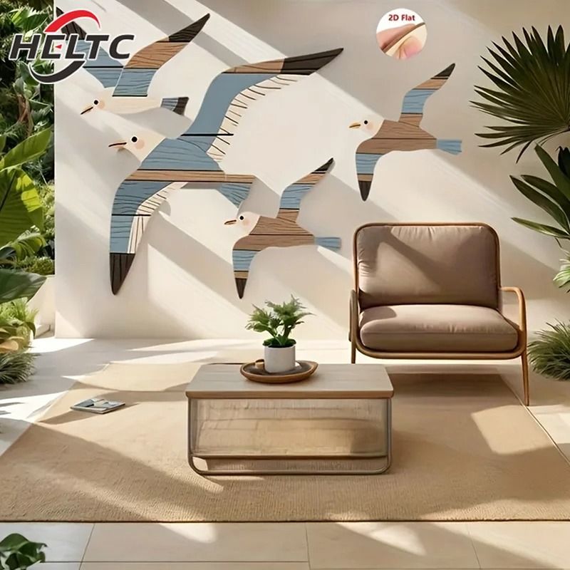 Maritime Narrative Sculpture – High-Definition Wooden Seagull Architectural Set