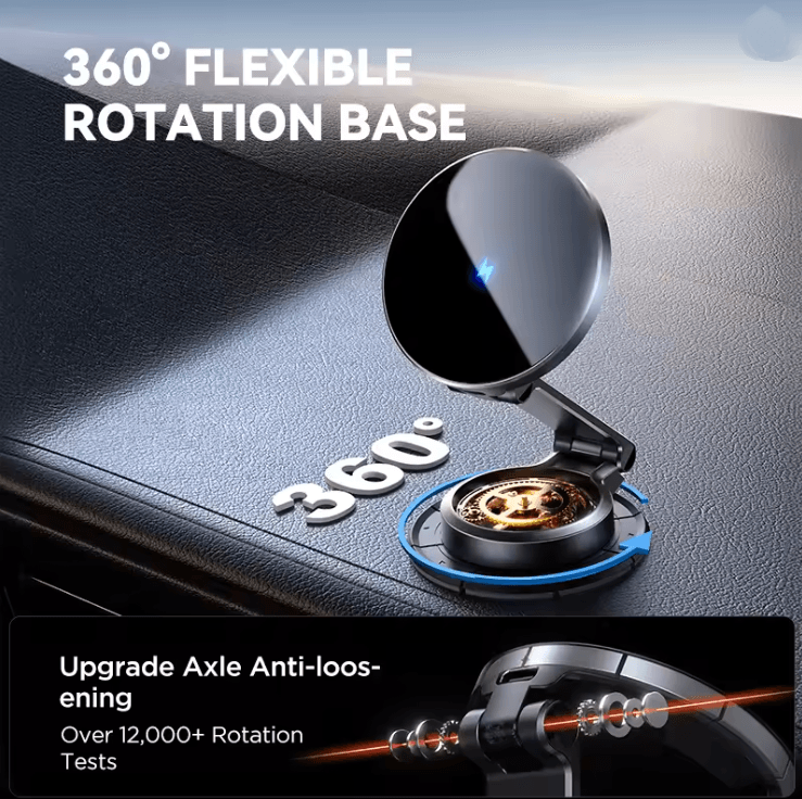 Joyroom Magnetic Car Phone Holder with 15W Wireless Fast Charger and 360 Degree Foldable Mount