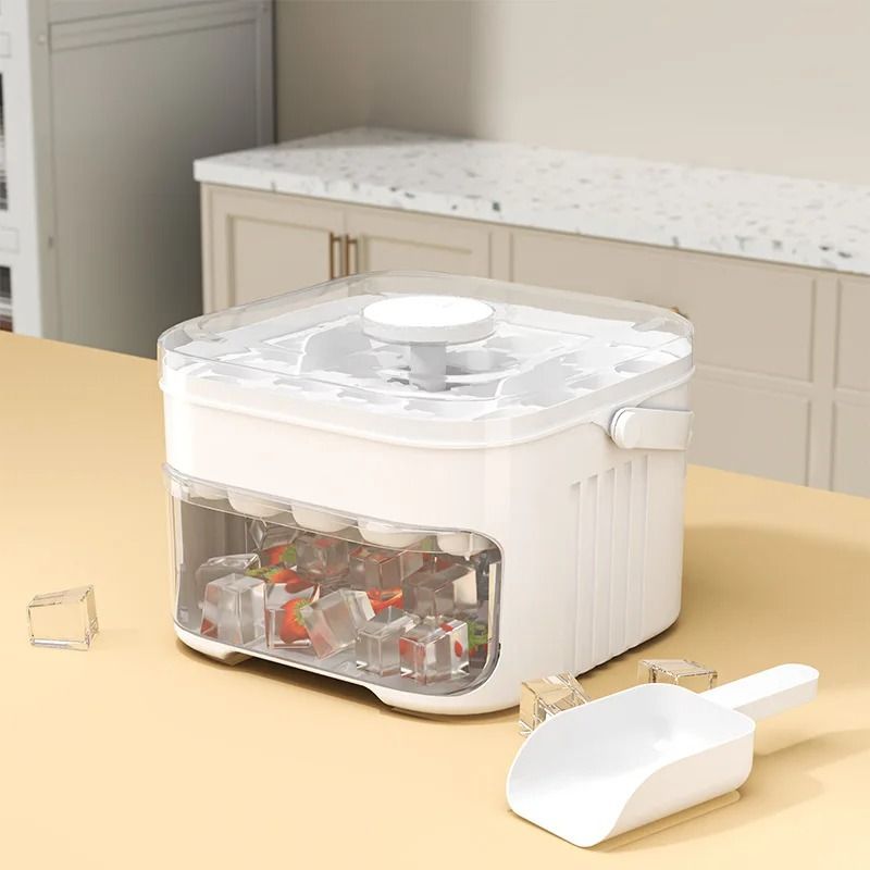 Large Capacity Reusable Ice Cube Tray with Press Top Lid