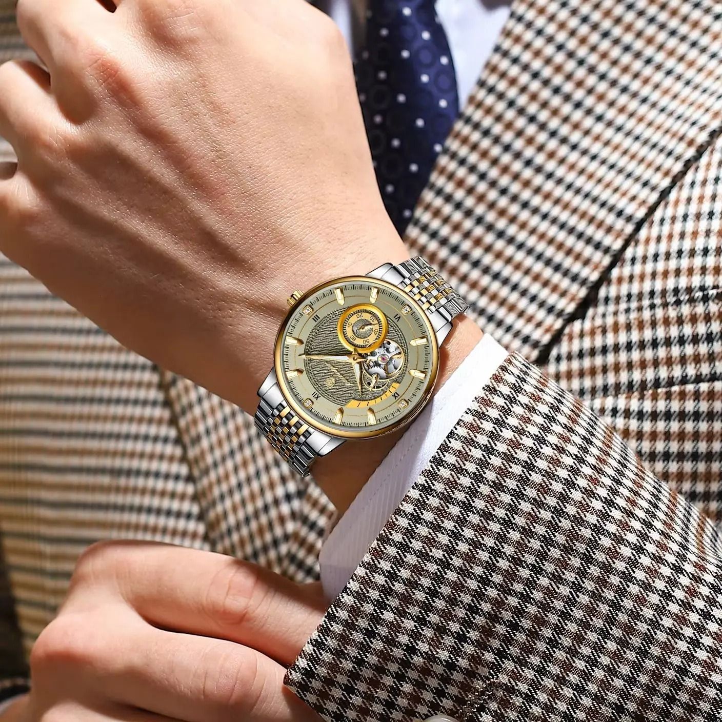 Hollow Tourbillon Mechanical Watch – Luxury Luminous Automatic Stainless Steel Timepiece
