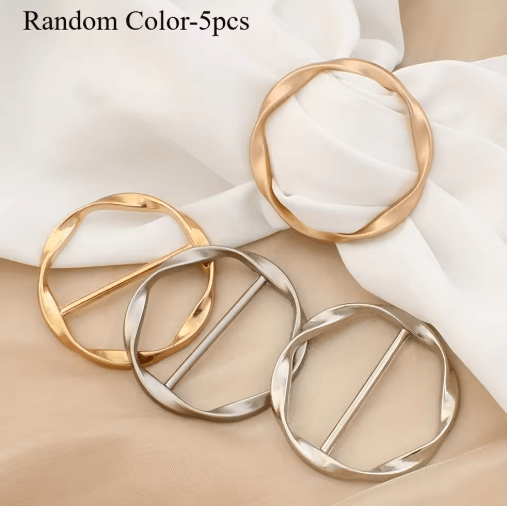 Adjustable Shirt Ring & Scarf Buckle Set (5-Pack) – Multipurpose Fashion Belt Accessories