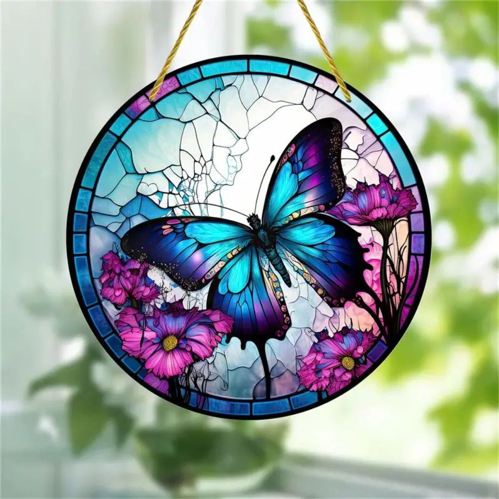 Butterfly Stained Glass Suncatcher Window Hanging Decor