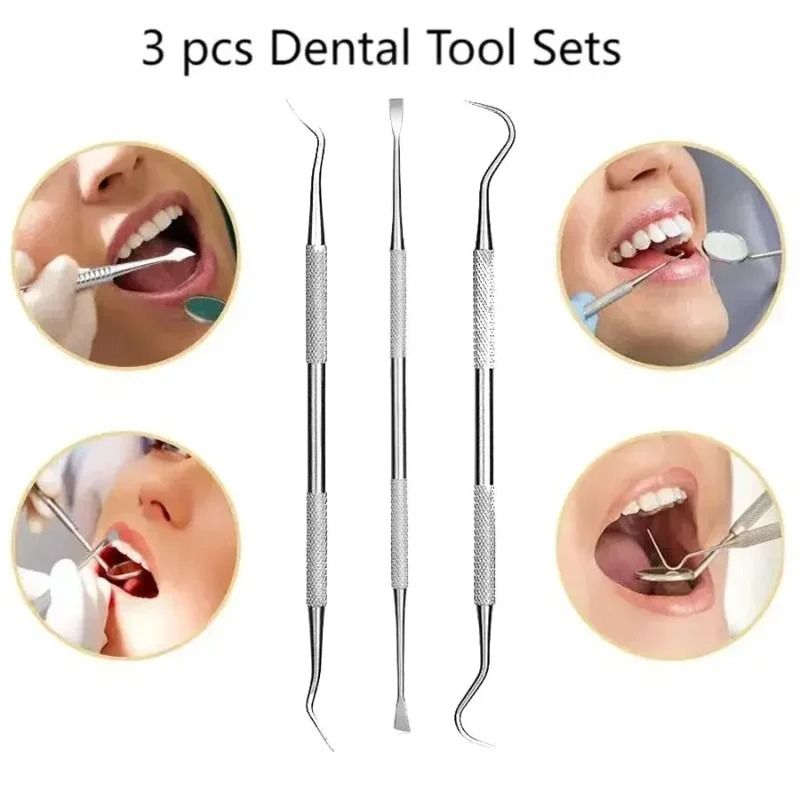 Stainless Steel Dental Tools 3 Pieces Set Oral Care Kit