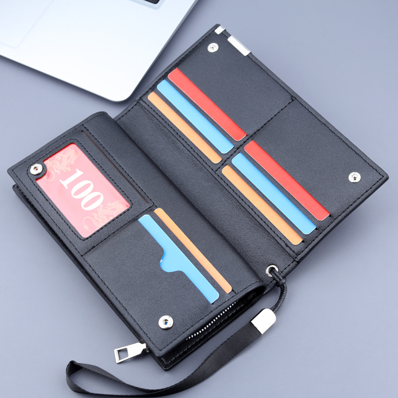 Multifunctional Mens PU Leather Clutch Wallet with Phone Pocket and Card Holder