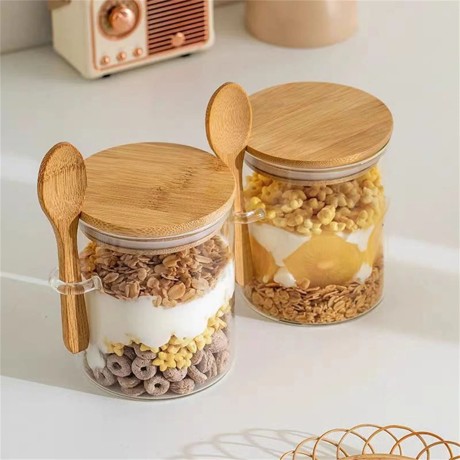 FreshSeal Borosilicate Glass Storage Jar Set – Airtight Canister with Spoon for Coffee, Tea & Pantry Organization