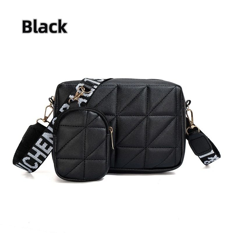 Fashionable Diamond-Patterned Mobile Phone Bag Two-Piece Set
