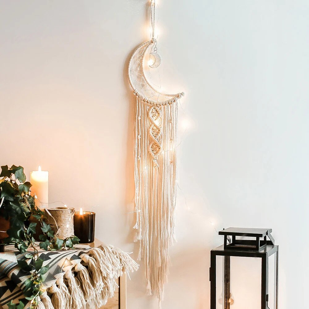 Macrame Dream Catcher Boho Decor Moon Ramadan Wall Hanging Baby Nordic Kids Nursery