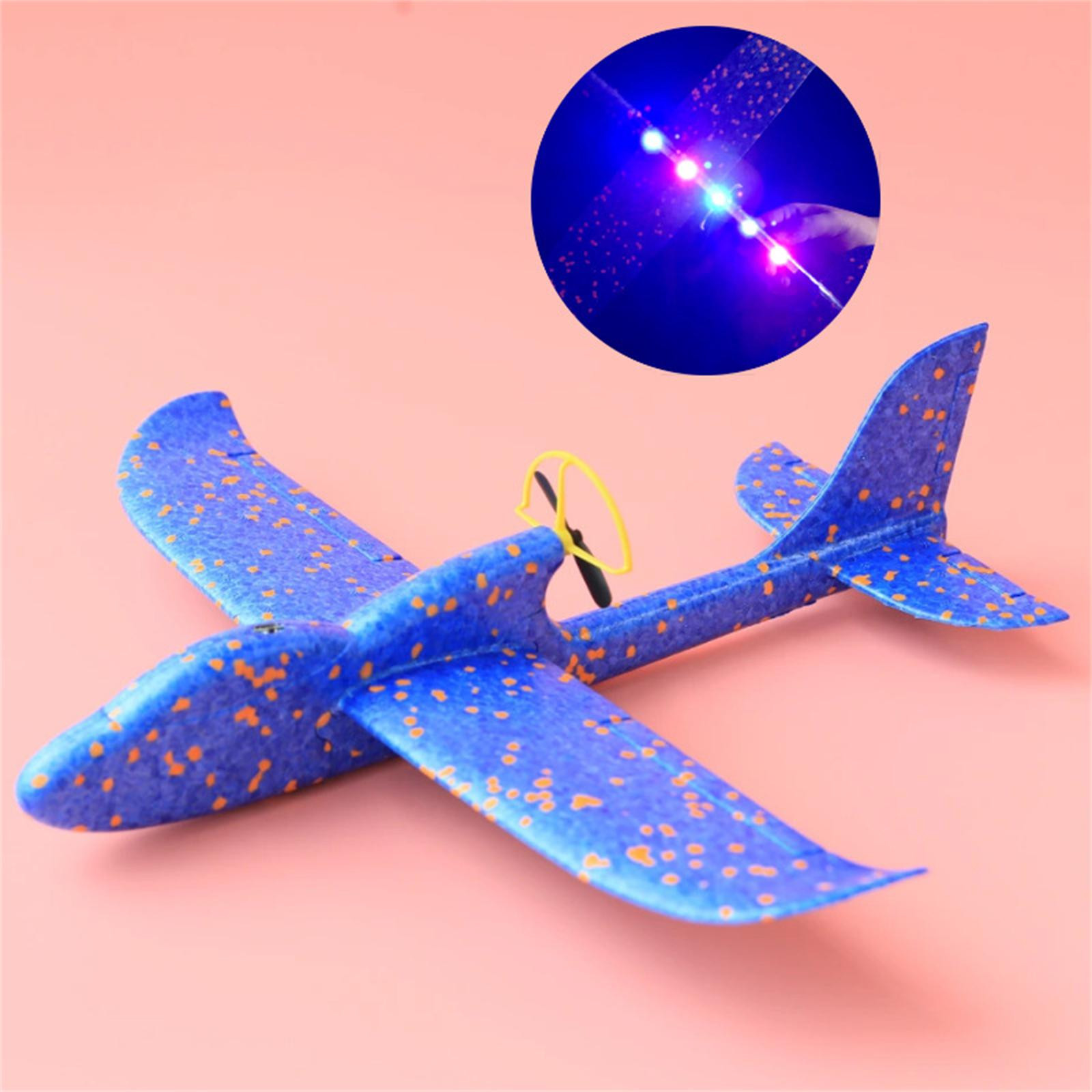 Electric Foam Glider Plane with LED Lights Kids Hand Throw Airplane Toy for Outdoor Flying Fun