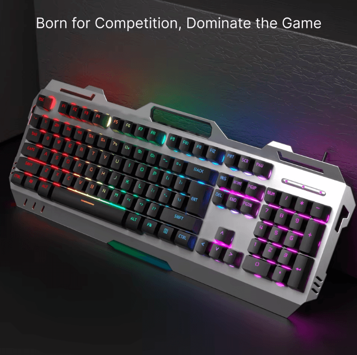 EWEADN GX80Z Gaming Silent Keyboard with All Metal Panel USB Wired Backlight