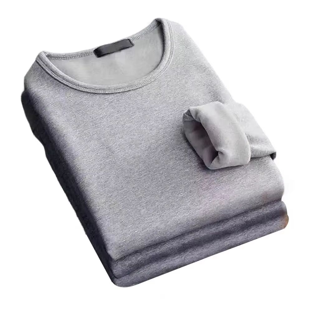 Men's Winter Long-Sleeve Fleece Thermal Base Layer Shirt with Plus Velvet Padding
