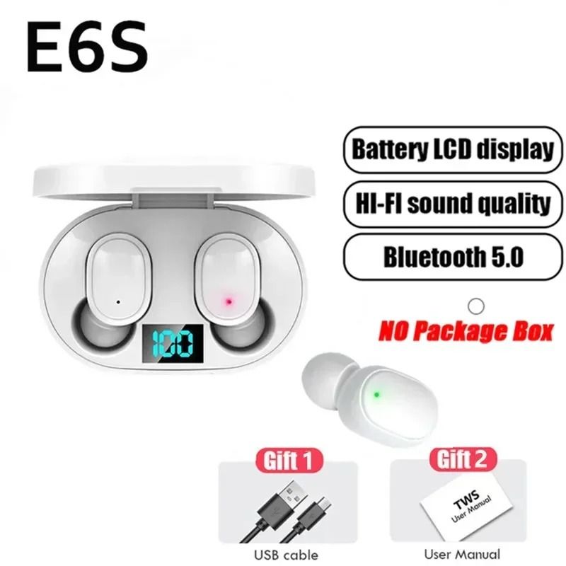 TWS E6S Wireless Bluetooth Earphones Noise Cancelling Headset with Mic