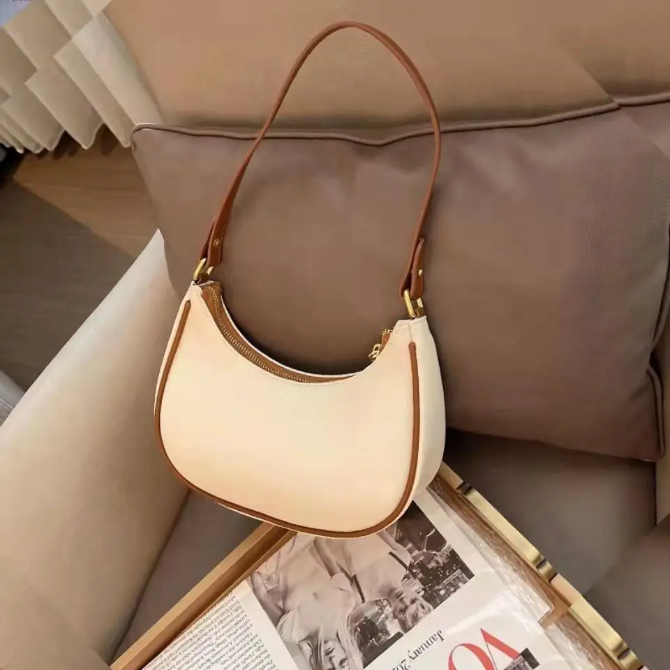 French High-End Fashionable Underarm Shoulder Bag, Soft PU Leather, Trendy Square Shape, Internal Zipper Pock for Women