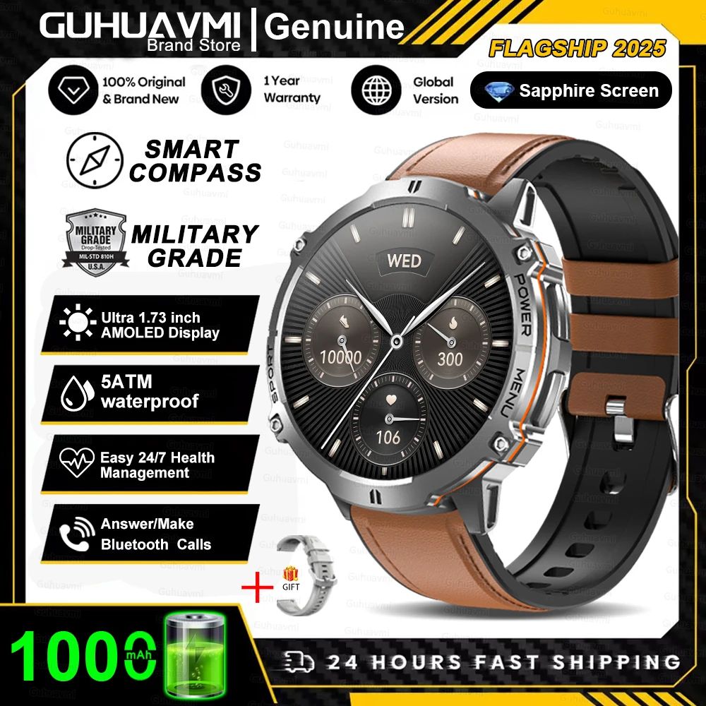 Rugged Military Grade Smartwatch with GPS, AMOLED Display & 10ATM Waterproof Power