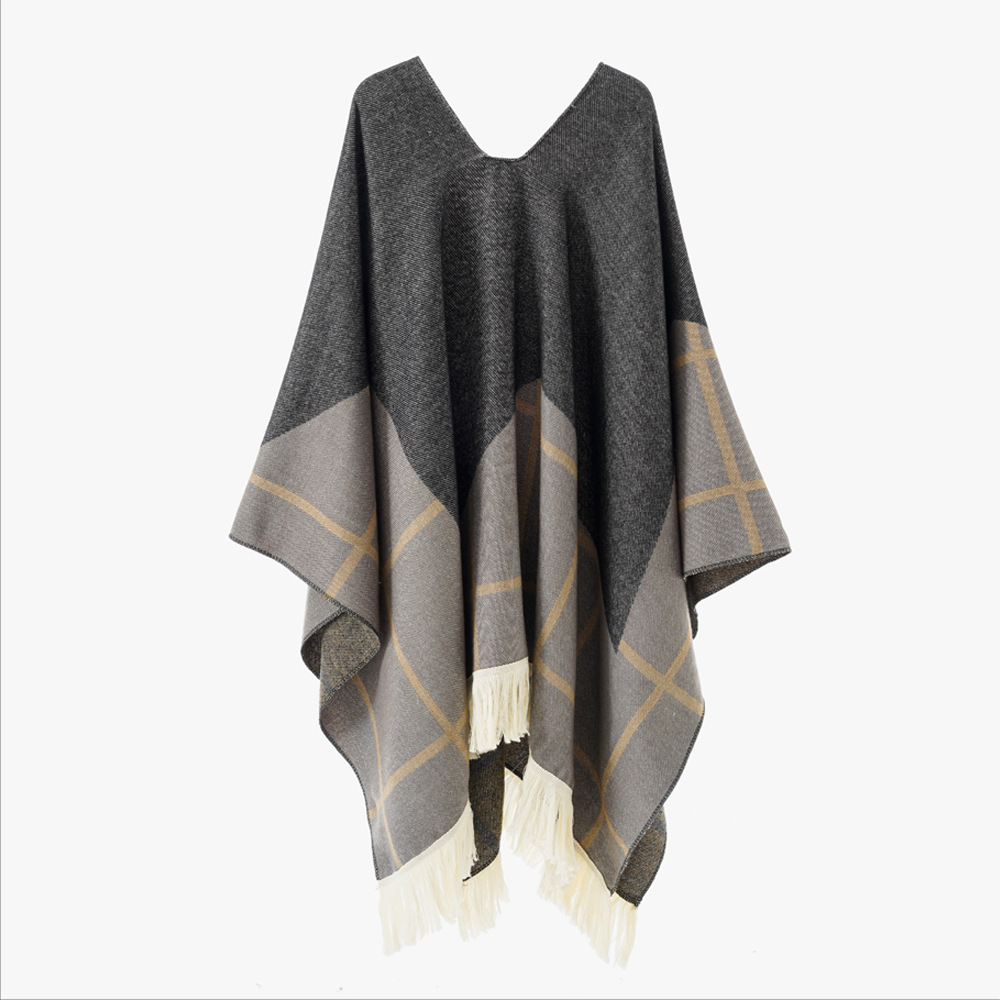 Unisex Cool Fashion Cowboy West Style Pullover Cape, Soft Acrylic Cashmere Poncho, Long Wrap Cloak Overcoat, All Season