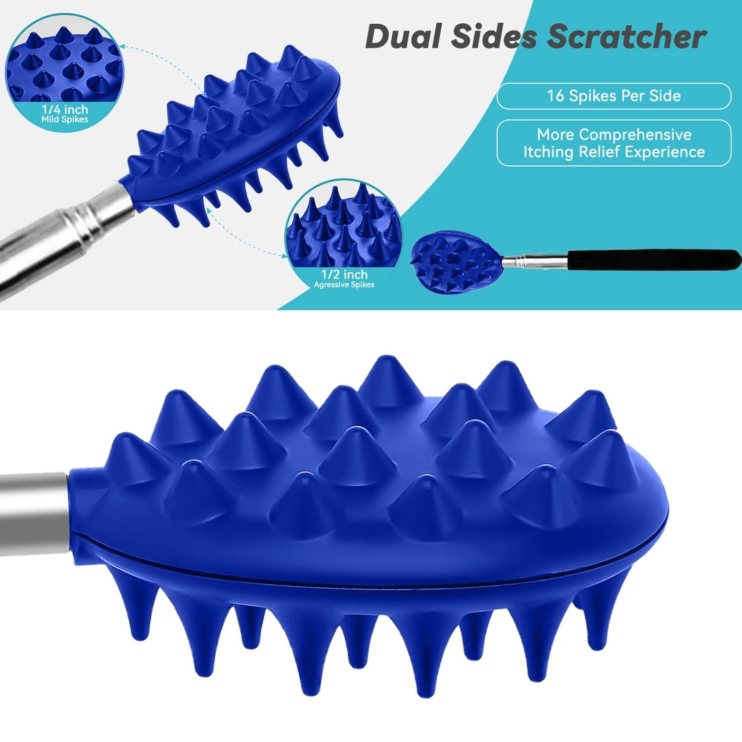 Extendable Back Scratcher with Dual Scratch and Massage Surfaces