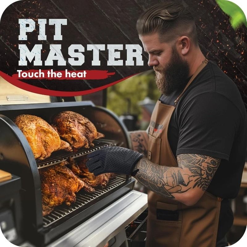 Silicone Oven Mitts Heat Resistant Cotton Lined Waterproof Non-Slip Cooking Gloves for BBQ Grilling