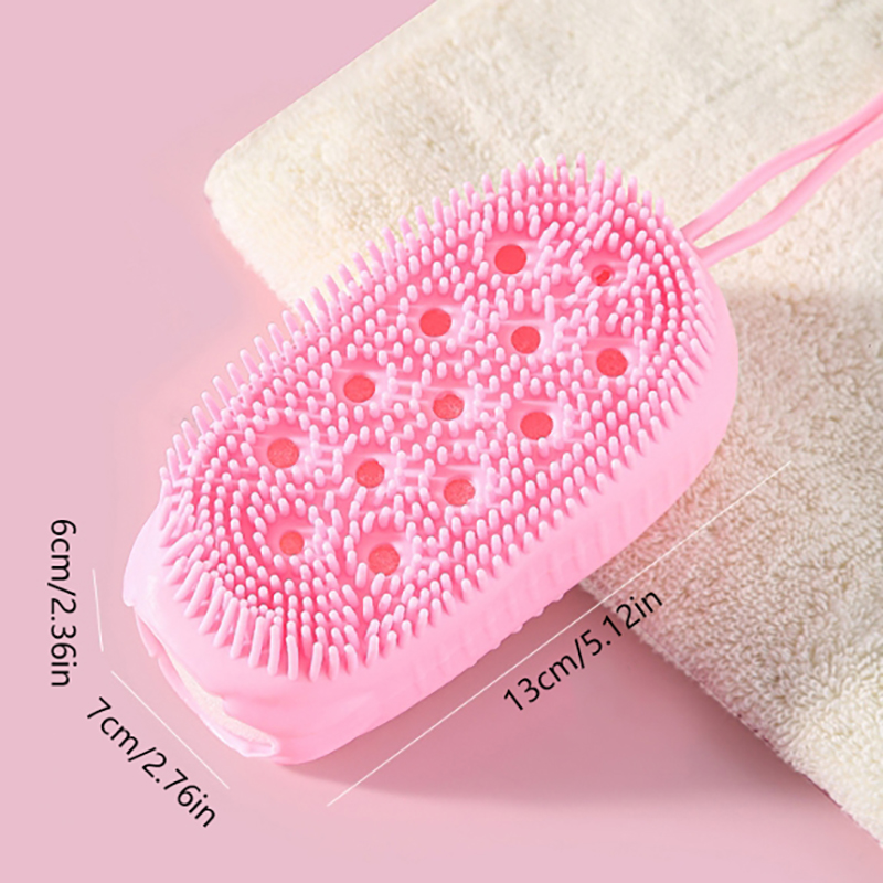 Double-sided Body Scrubber Handheld, Silicone Soft Bristles, Shower Bath Cleansing Skin Brush