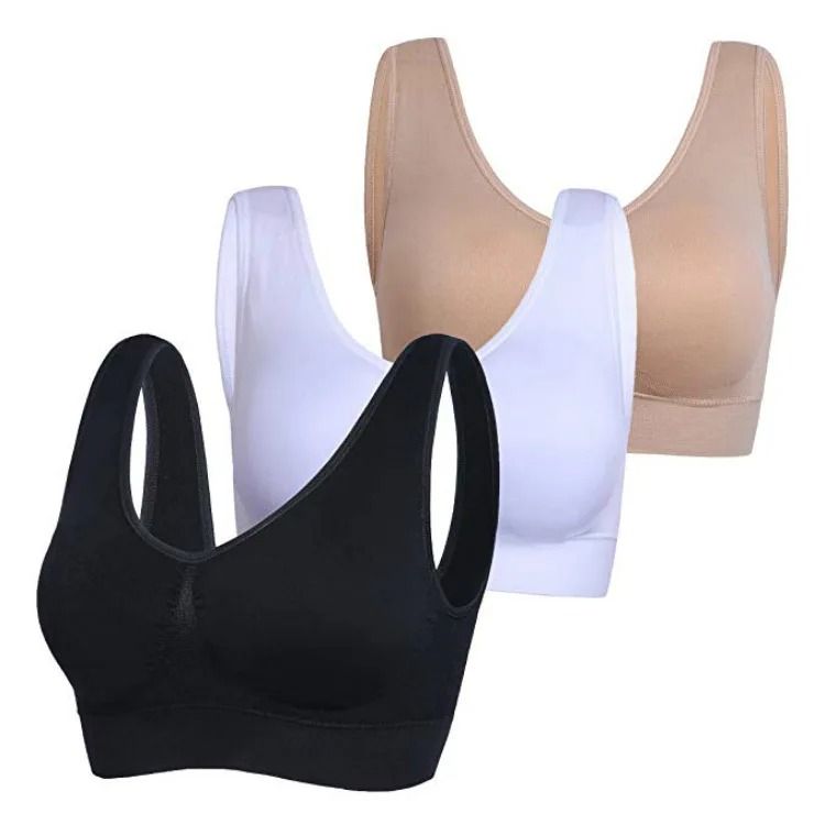 Womens Seamless Plus Size Yoga Running Bra 3 Pack with Removable Pads