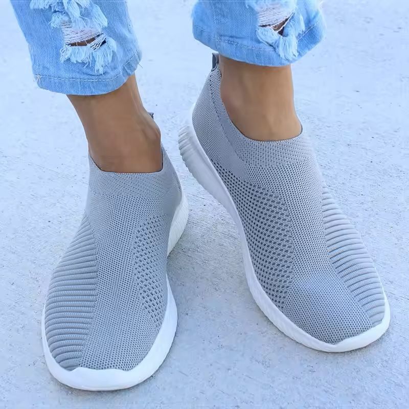 Womens White Slip-On Casual Sneakers