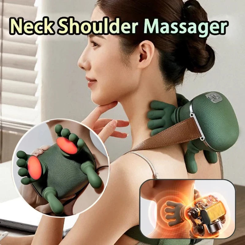 Electric Kneading Muscles Massage Pillow, Bionic Neck Shoulder Massager with Heated Back Massagers for Neck