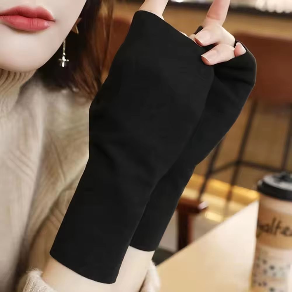 Women's Warm Half Finger Velvet Winter Gloves – Autumn and Winter Open Finger Hand Warmers